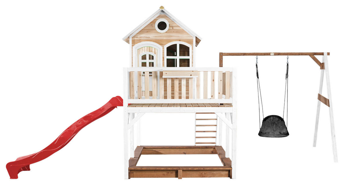 SPIELTURM 613/291/277 cm  - Rot/Braun, KONVENTIONELL, Holz (613/291/277cm) - Ambia Garden
