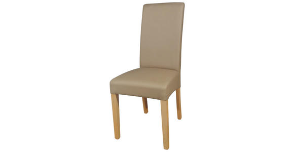 STUHL Lederlook Taupe - Taupe/Naturfarben, LIFESTYLE, Holz/Textil (42/95/57cm) - Carryhome
