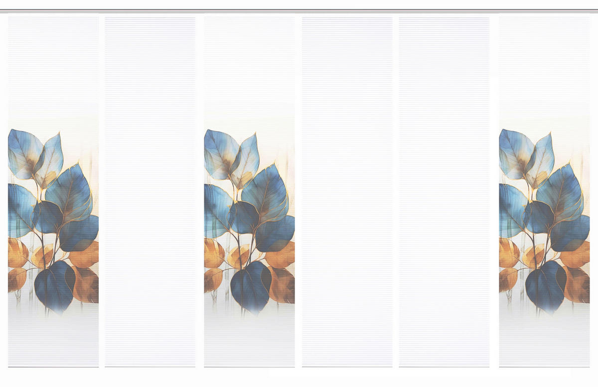 FLÄCHENVORHANG in Blau, Weiß, Kupferfarben blickdicht  - Blau/Weiß, Natur, Textil (60/245cm)