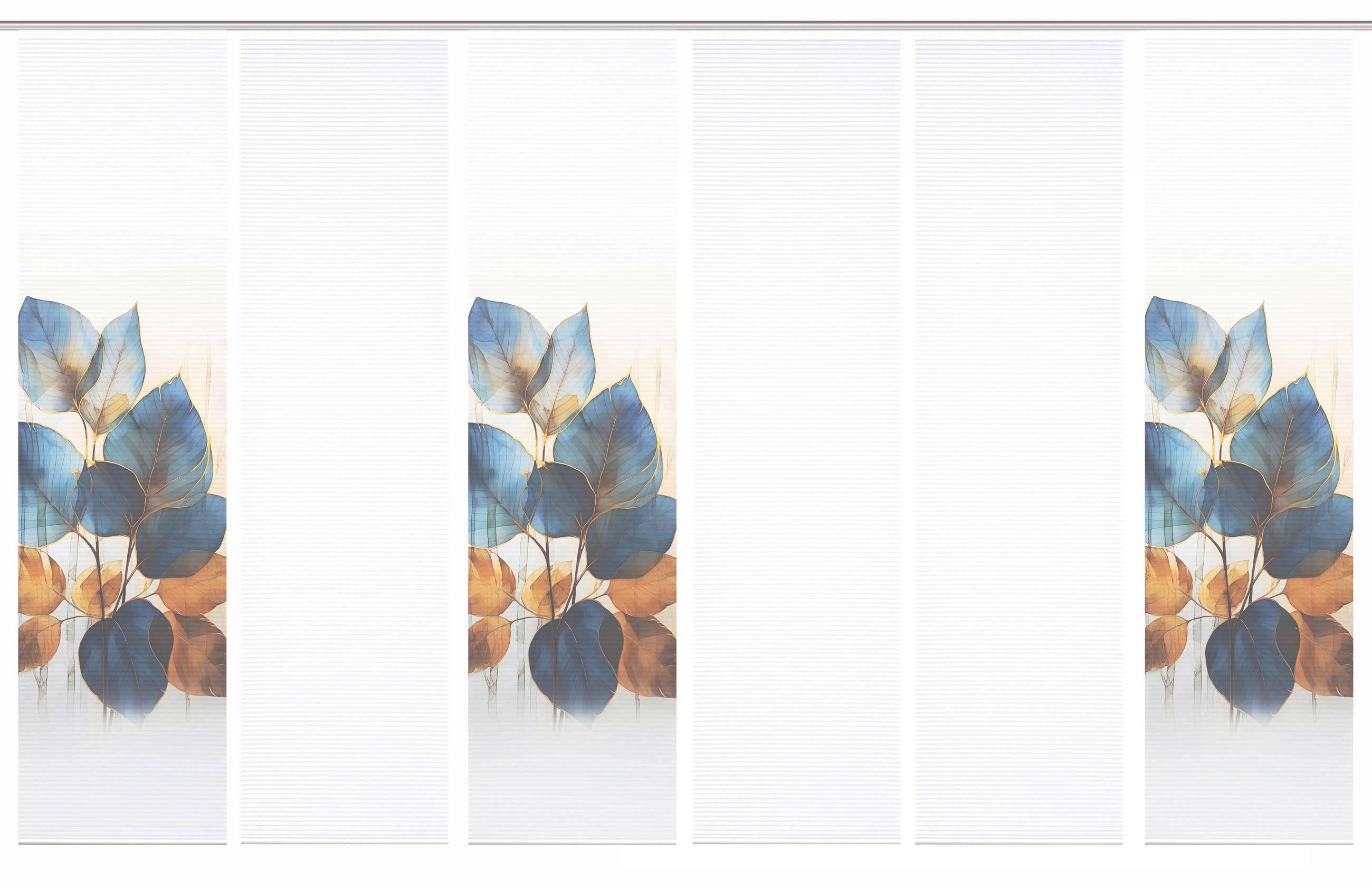XXXLutz Flächenvorhang Thalin Blau, Weiß, Kupfer 60x245 cm