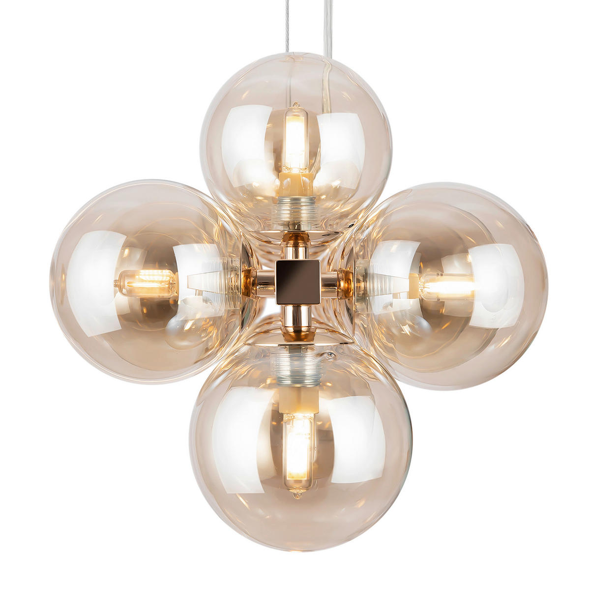 PENDELLEUCHTE 23,8/22,8/123,5 cm   - Goldfarben, Trend, Glas/Metall (23,8/22,8/123,5cm) - MAYTONI