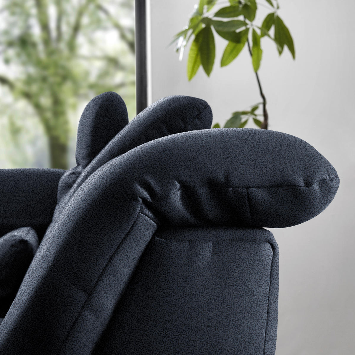 ECKSOFA  in Flachgewebe Blau  195/309 cm  - Chromfarben/Blau, Design, Textil (195/309cm) - Beldomo Style