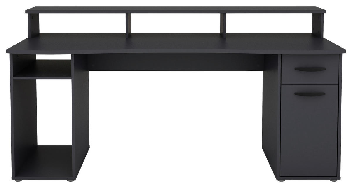 SCHREIBTISCH 180/65/93 cm  in Anthrazit  - Anthrazit/Schwarz, MODERN, Holzwerkstoff/Kunststoff (180/65/93cm) - MID.YOU