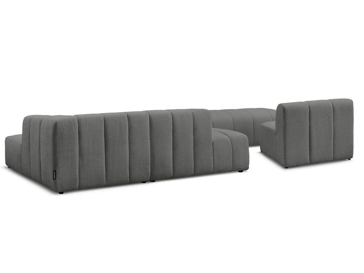 ECKSOFA Ottomane rechts  ANNECY Dunkelgrau Bouclé  - Dunkelgrau/Schwarz, MODERN, Kunststoff/Textil (262/170cm)