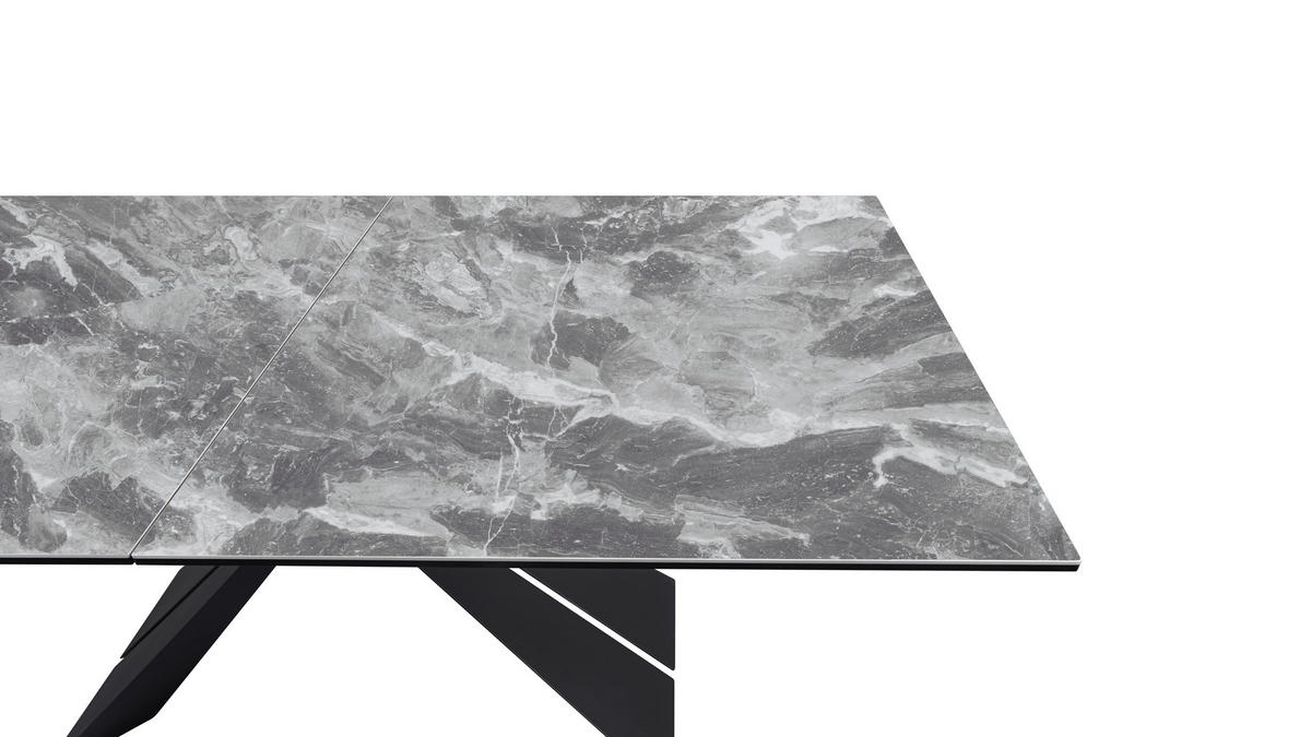 ESSTISCH in Metall, Glas, Keramik 180-230/76/95 cm  - Schwarz/Grau, Design, Glas/Keramik (180-230/76/95cm) - Novel