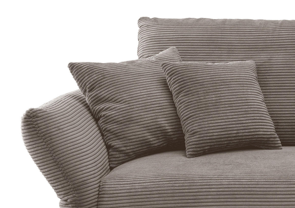 ECKSOFA in Cord Graubraun  - Graubraun/Schwarz, Design, Textil/Metall (256/256cm) - Livetastic