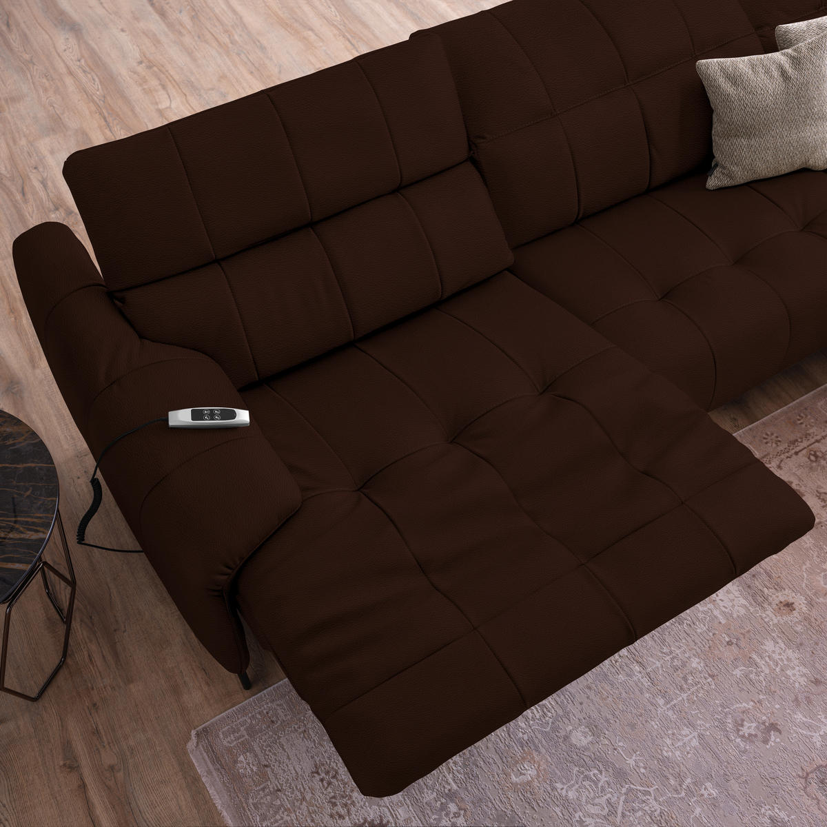 ECKSOFA  in Echtleder Braun  313/165 cm  - Schwarz/Braun, Design, Leder/Metall (313/165cm) - Belluti