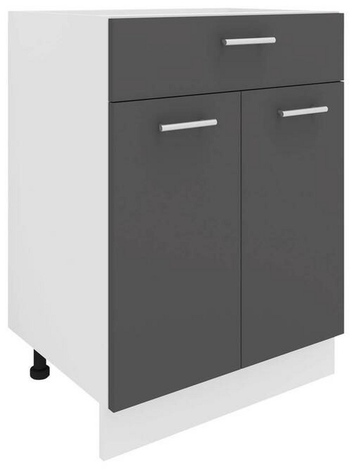 KÜCHENUNTERSCHRANK 60/82/46 cm  in Anthrazit, Weiss  - Weiss/Anthrazit, Konventionell, Holzwerkstoff/Metall (60/82/46cm) - MID.YOU