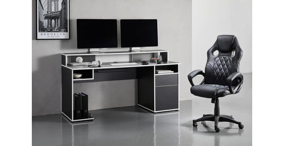 GAMINGTISCH Schwarz, Weiß - Schwarz/Weiß, MODERN, Holzwerkstoff (170/65/92cm) - Novel