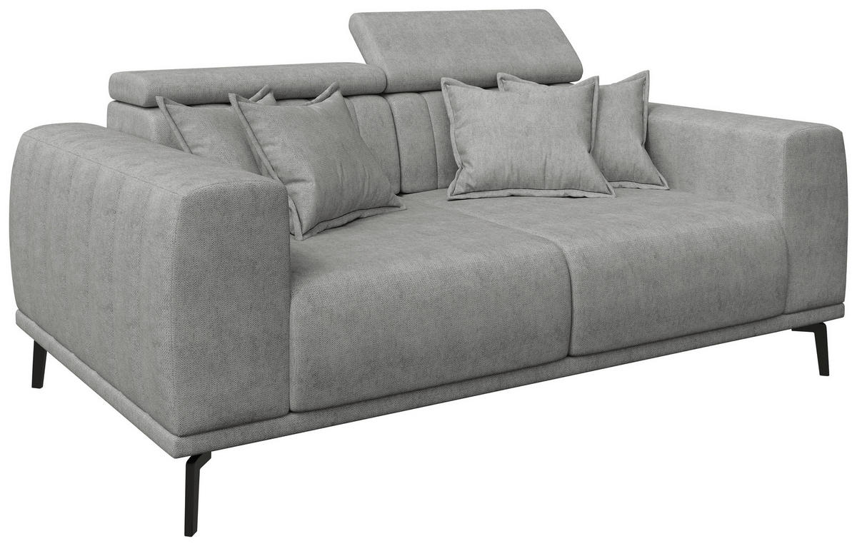 2-SITZER-SOFA Webstoff Grau  - Schwarz/Grau, KONVENTIONELL, Textil/Metall (200/80/110cm) - Carryhome