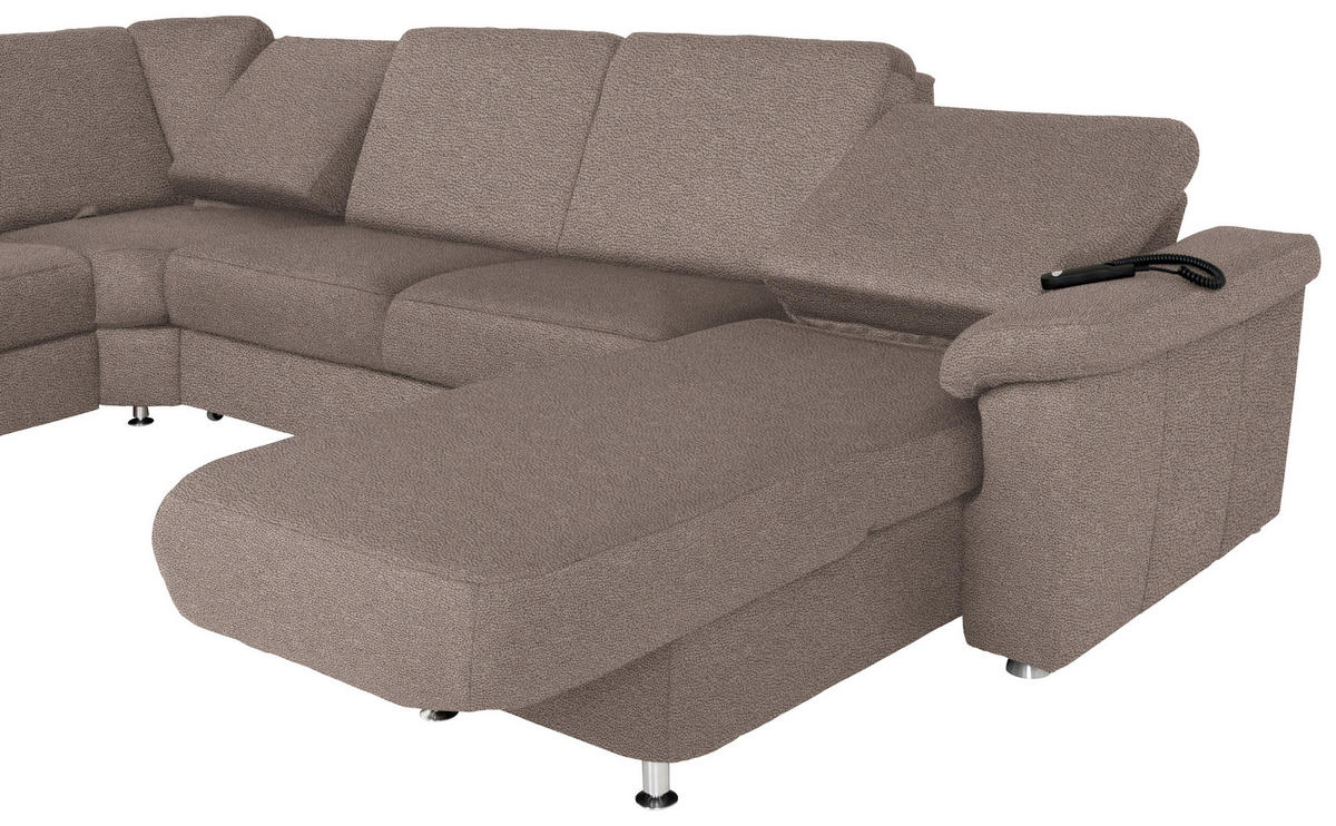 WOHNLANDSCHAFT in Flachgewebe Graubraun  - Chromfarben/Graubraun, Konventionell, Textil/Metall (240/330/163cm) - Beldomo System