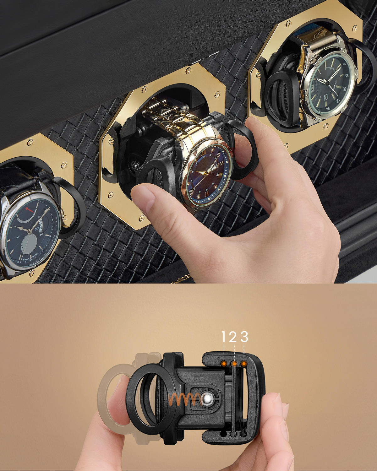 UHRENBOX - Schwarz, LIFESTYLE, Glas/Leder (40/25,3/16,2cm)