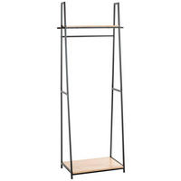 ŠATNÍ STOJAN - černá/barvy dubu, Design, kov/kompozitní dřevo (68/166/40cm)