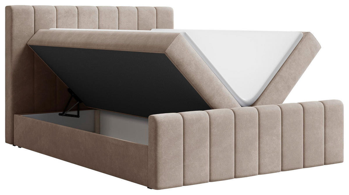 BOXBETT 140/200 cm,  in Cappuccino, Bettkasten, Topper, H2 + H3 = mittel + fest  - Schwarz/Cappuccino, MODERN, Holz/Kunststoff (140/200cm) - MID.YOU