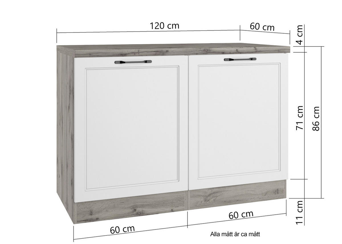 BÄNKSKÅP FÖR DISKHO 120/86/60 cm  i vit, ek Wotan  - vit/ek Wotan, Lifestyle, metall/trämaterial (120/86/60cm) - Held