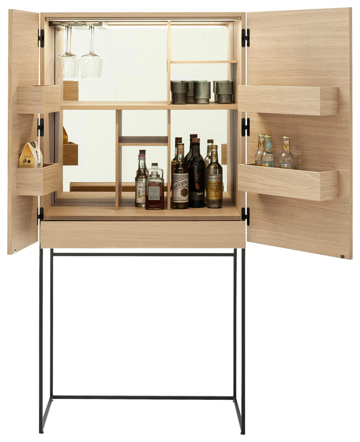 BARSCHRANK Eichefarben  80/165/45 cm  - Eichefarben/Schwarz, Design, Holz/Holzwerkstoff (80/165/45cm) - Schöner Wohnen