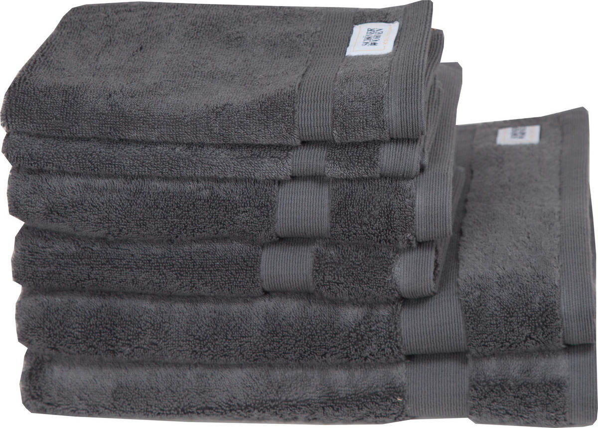 FROTTIERSET SW-Cuddly Anthrazit 6-teilig  - Anthrazit, Basics, Textil - Schöner Wohnen
