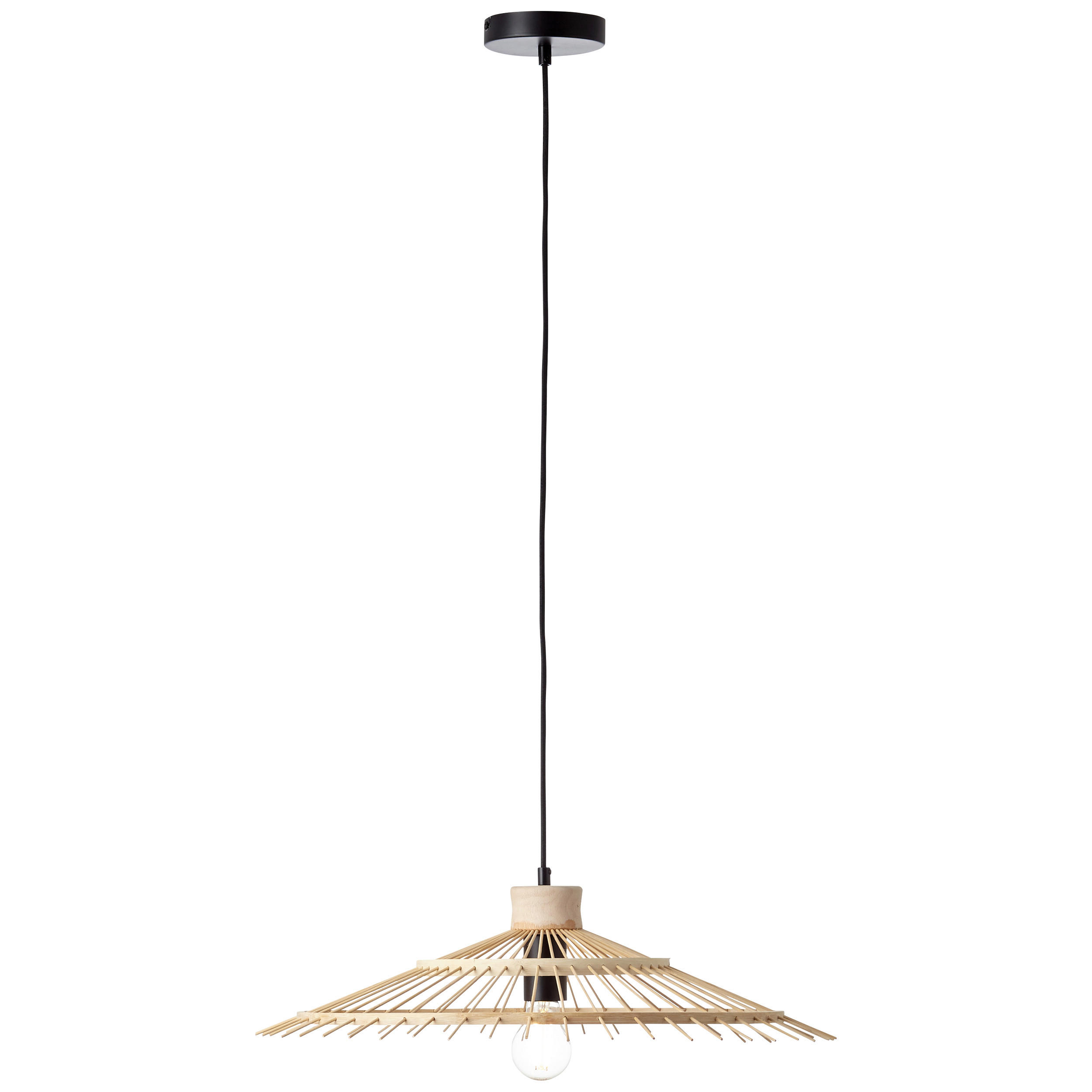 HÄNGELEUCHTE 57,5/100 cm    - Schwarz/Naturfarben, Natur, Holz (57,5/100cm) - Brilliant