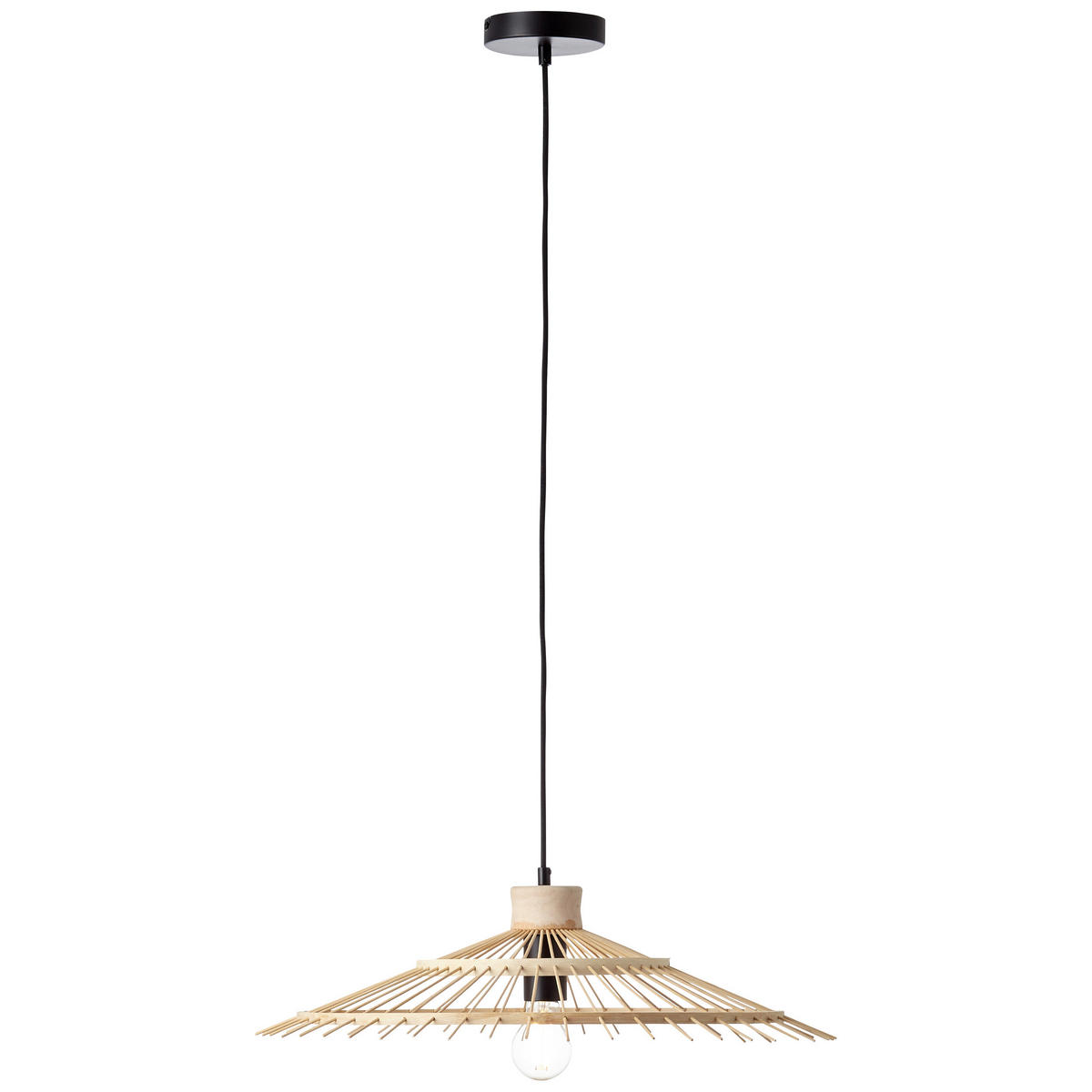HÄNGELEUCHTE 57,5/100 cm    - Schwarz/Naturfarben, Natur, Holz (57,5/100cm) - Brilliant