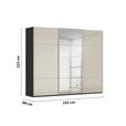 SCHWEBETÜRENSCHRANK in Schwarz, Champagner - Champagner/Alufarben, KONVENTIONELL, Glas/Holzwerkstoff (242/223/68cm) - Novel