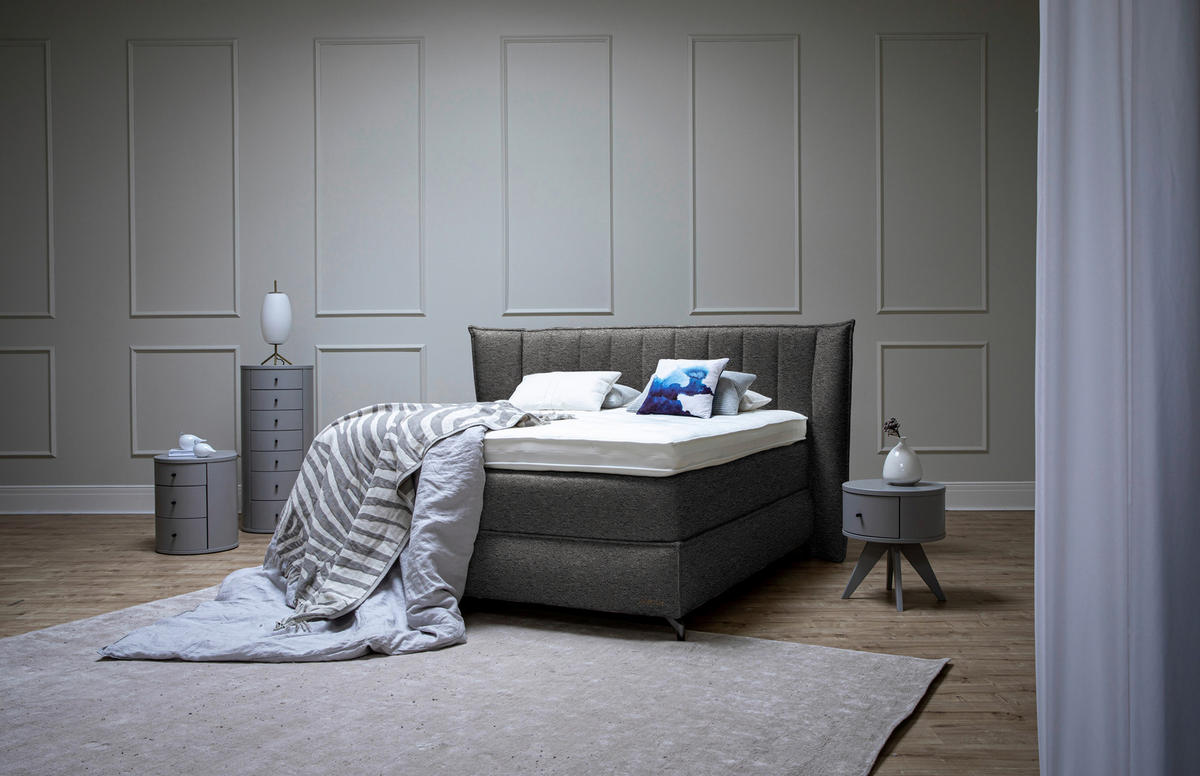 BOXSPRINGBETT 160/200 cm  in Taupe  - Taupe/Schwarz, KONVENTIONELL, Holz/Textil (160/200cm) - Sjöholm
