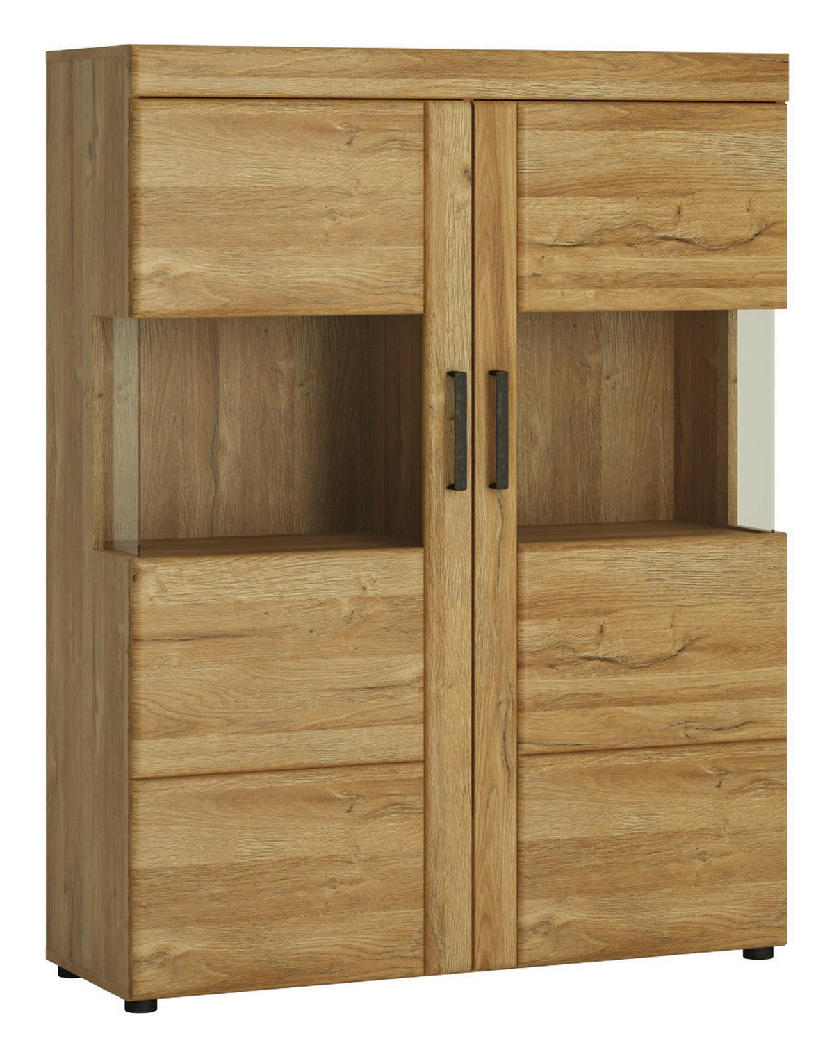 VITRINA, barve hrasta - črna/barve hrasta, Design, umetna masa/steklo (102/133/37,4cm) - Landscape