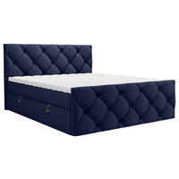 Pat Tip Boxspring Fără Arcuri, 200/200 cm, albastru închis - albastru închis/negru, Konventionell, plastic/textil (200/200cm) - Carryhome