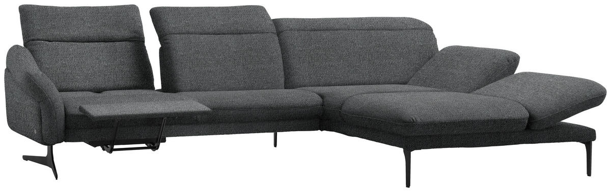 ECKSOFA in Webstoff Grau  - Anthrazit/Grau, Design, Textil/Metall (299/203cm) - Himolla