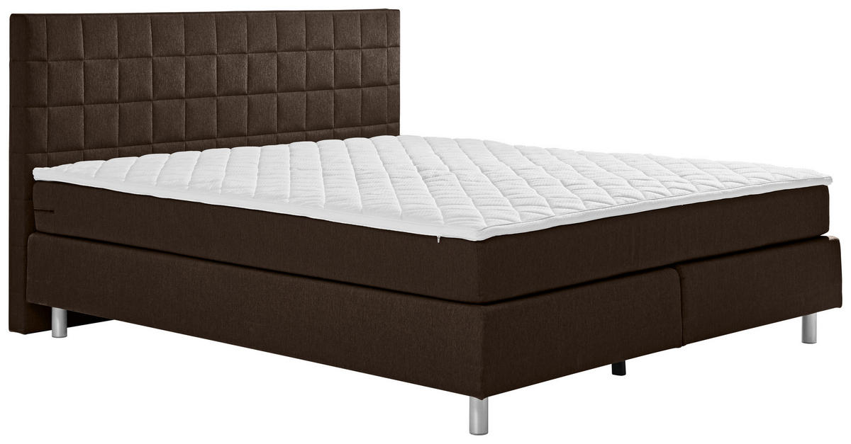 BOXSPRINGBETT 120/200 cm  in Braun  - Alufarben/Braun, KONVENTIONELL, Textil/Metall (120/200cm) - Carryhome