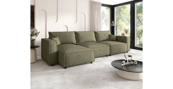 ECKSOFA Olivgrün Webstoff Zierkissen, Rückenkissen, Rücken echt  - Schwarz/Olivgrün, MODERN, Kunststoff/Textil (153/350cm) - Xora
