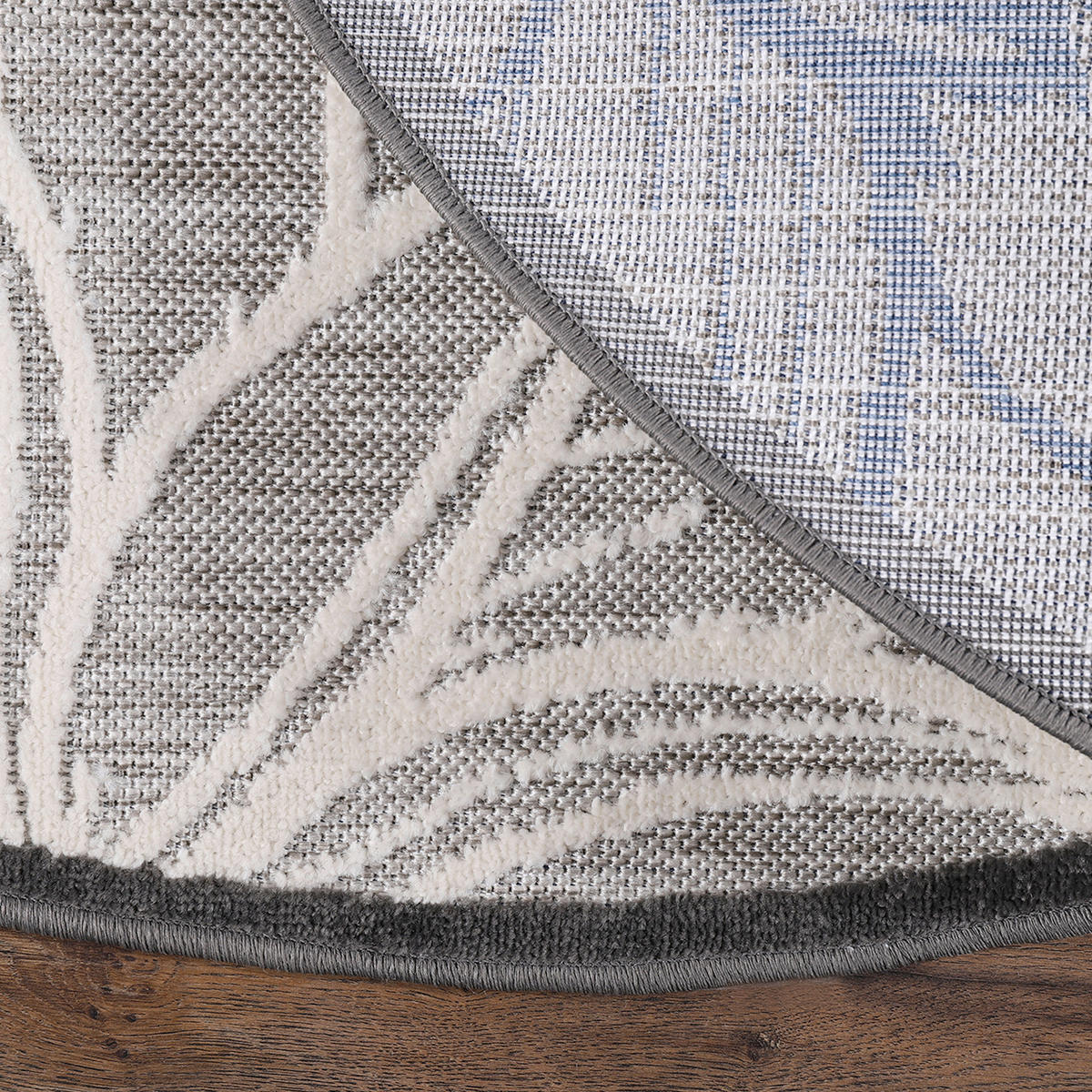 TEPIH ZA UNUTAR./VANJ. UPORAB  120 cm  plava, siva, bijela  Floral  - bijela/siva, Lifestyle, tekstil/plastika (120cm)