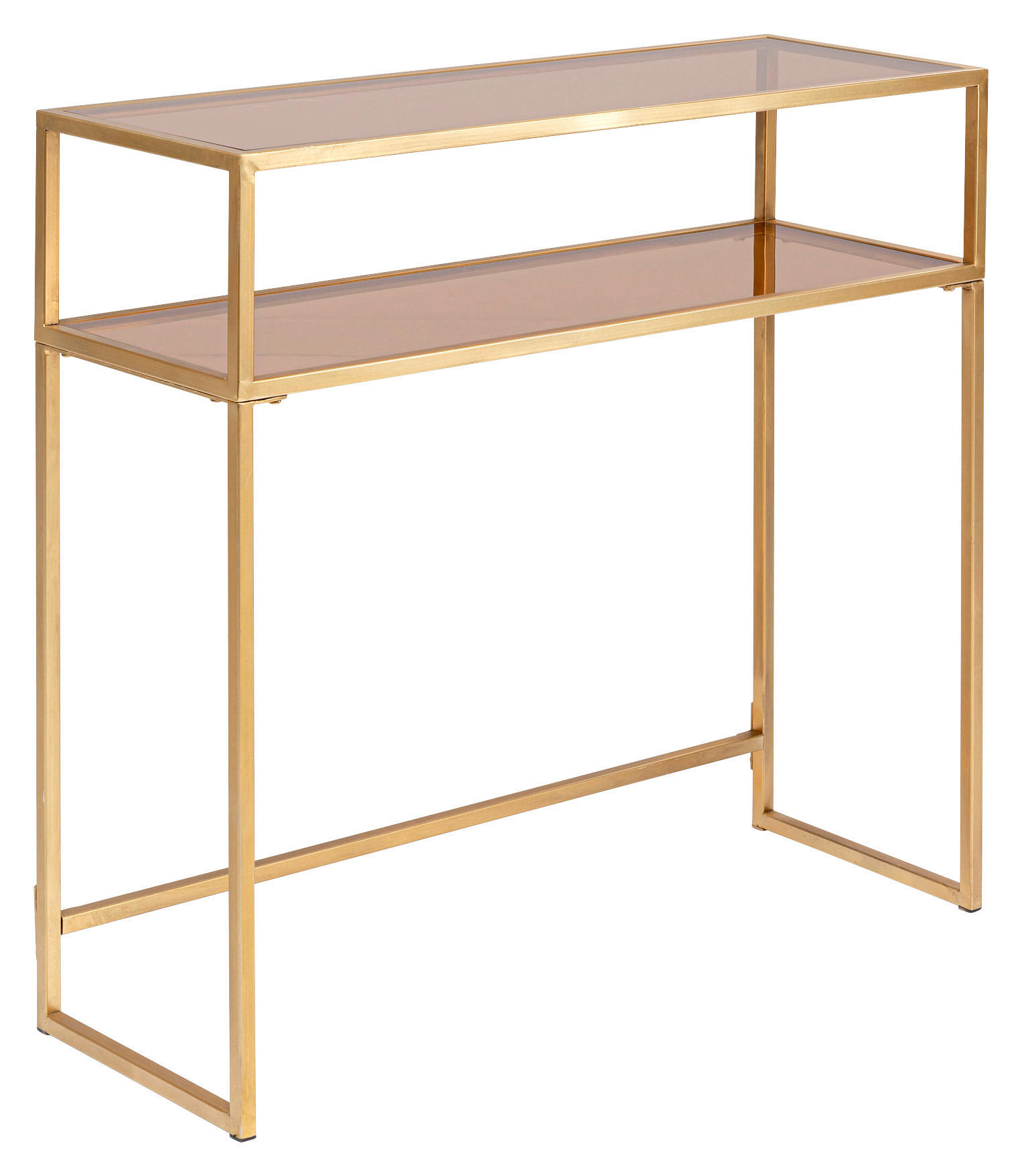 KONSOLENTISCH Goldfarben, Hellbraun  - Hellbraun/Goldfarben, Design, Glas/Metall (85/30/80cm) - Kare-Design