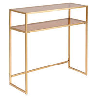 KONSOLENTISCH Goldfarben, Hellbraun  - Hellbraun/Goldfarben, Design, Glas/Metall (85/30/80cm) - Kare-Design