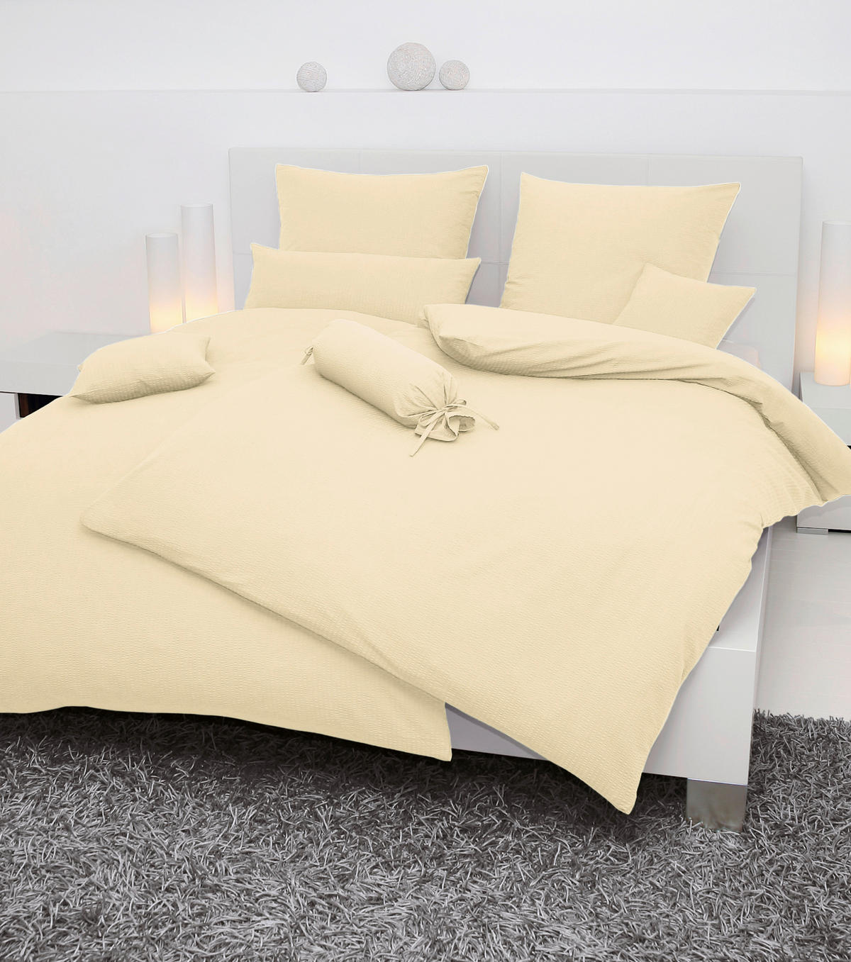 BETTWÄSCHE PIANO Seersucker 240/220 cm  - Beige/Creme, Basics, Textil (240/220cm) - Janine