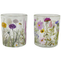 SKL. SVIETNIK NA ČAJ. SVIEČKU  sklo - lila/žltá, Lifestyle, sklo (7/8cm)