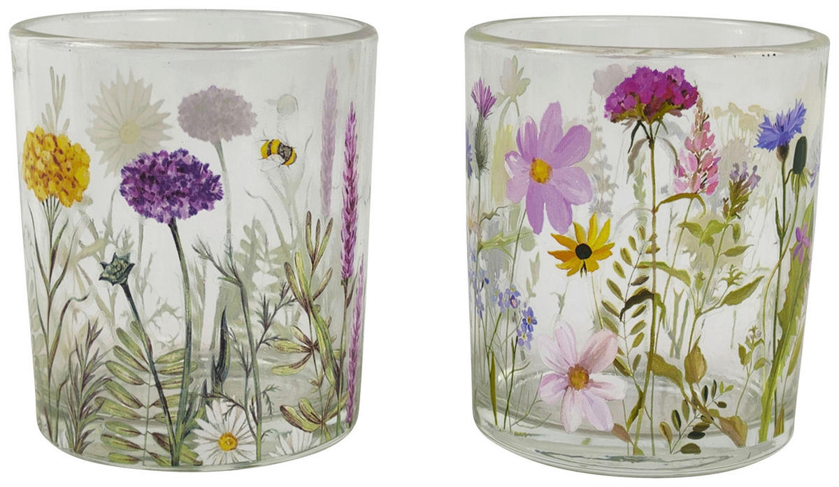 SKL. SVIETNIK NA ČAJ. SVIEČKU  sklo - lila/žltá, Lifestyle, sklo (7/8cm)