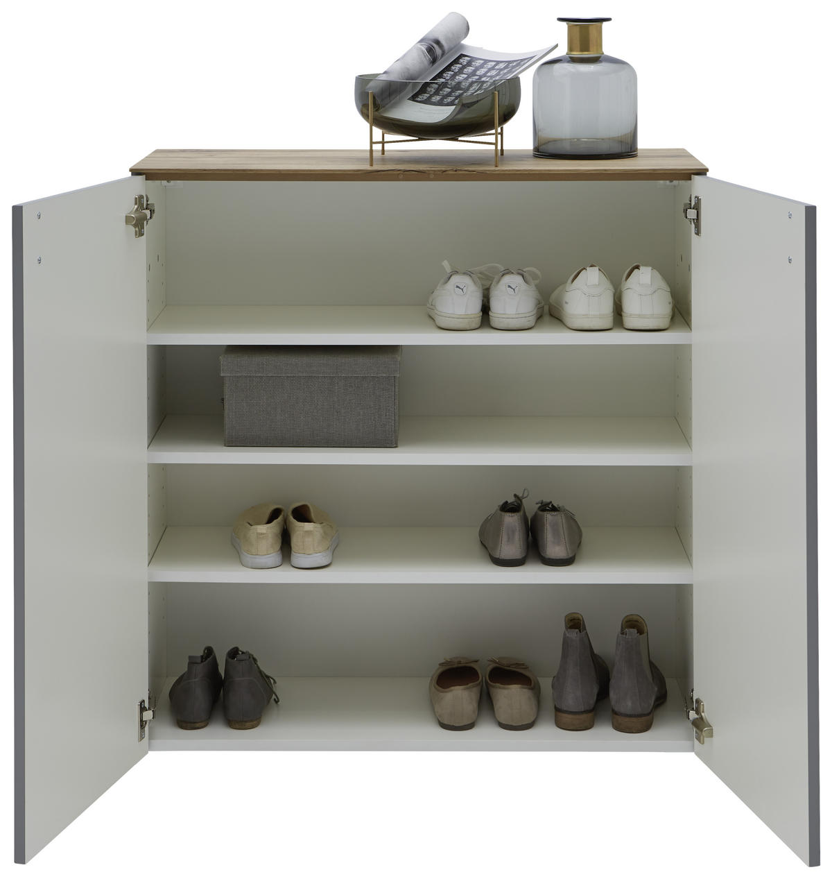 HÄNGESCHUHSCHRANK Eiche furniert Grau, Eichefarben  - Eichefarben/Grau, Design, Holz/Holzwerkstoff (93/94/36cm) - Dieter Knoll