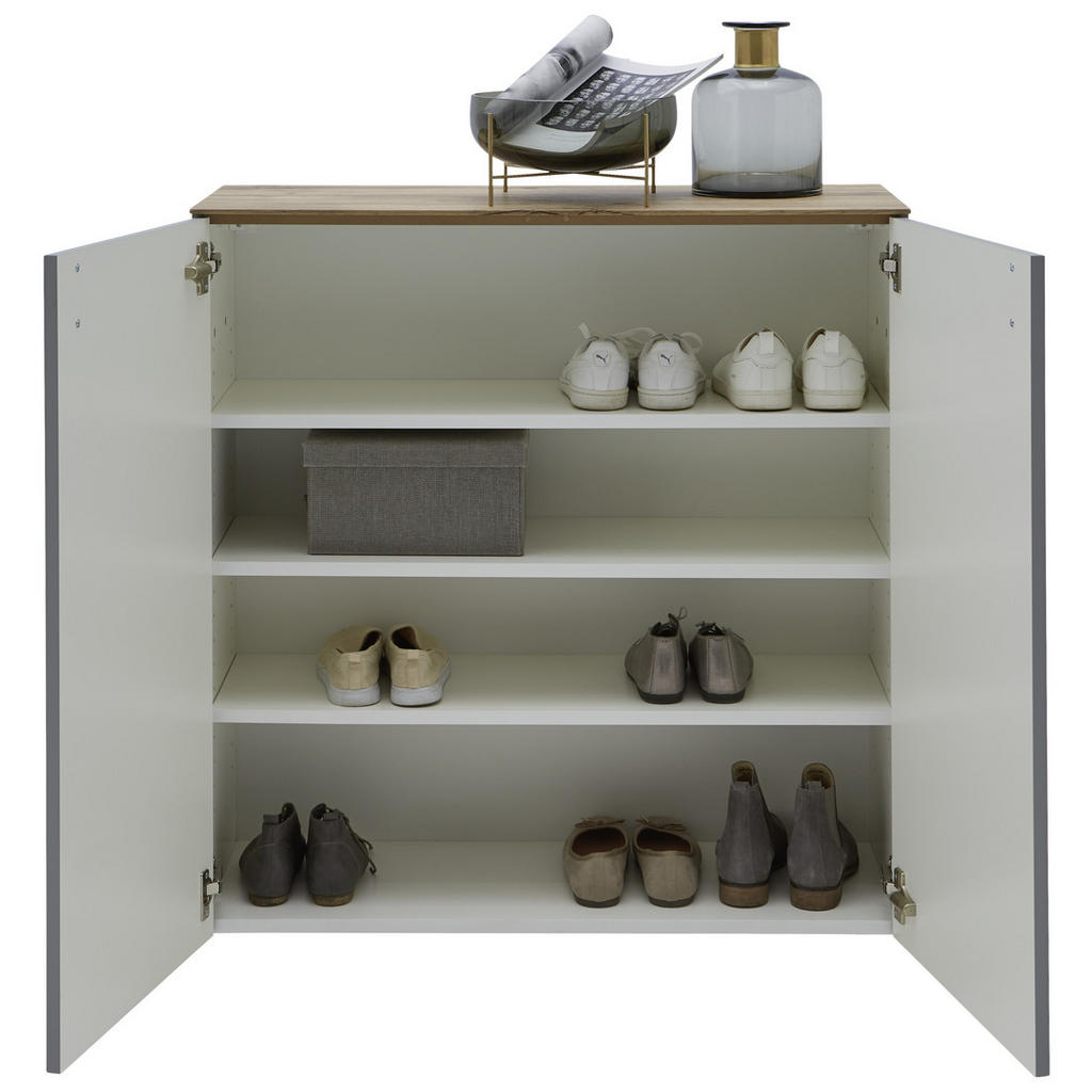 Thumbnail - Dieter Knoll Hängeschuhschrank, Grau, Eiche, Holzwerkstoff, Eiche, furniert, 3 Fächer, 93x94x36 cm, Typenauswahl, Beimöb...