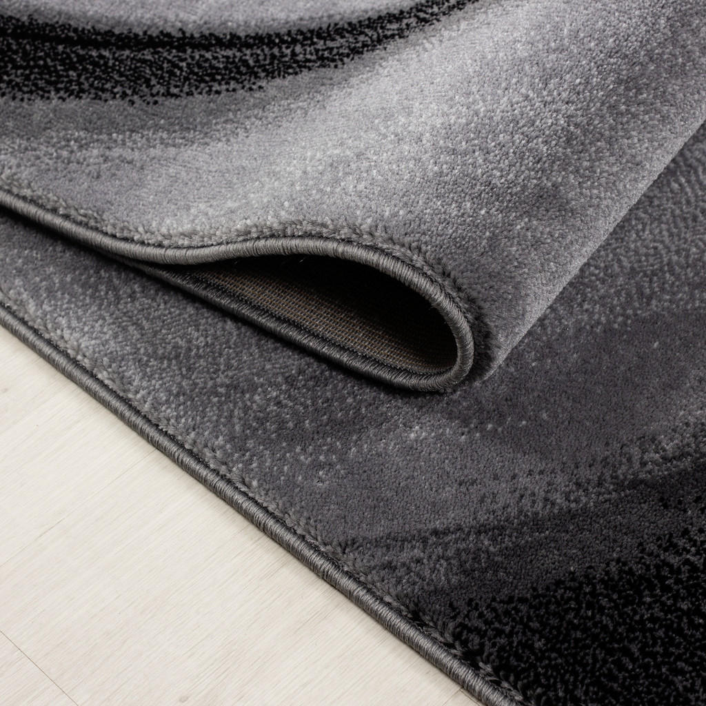 Thumbnail - Novel Webteppich, Schwarz, Textil, Wellen, rechteckig, 120x170 cm, Oeko-Tex® Standard 100, für Fußbodenheizung geeignet,...