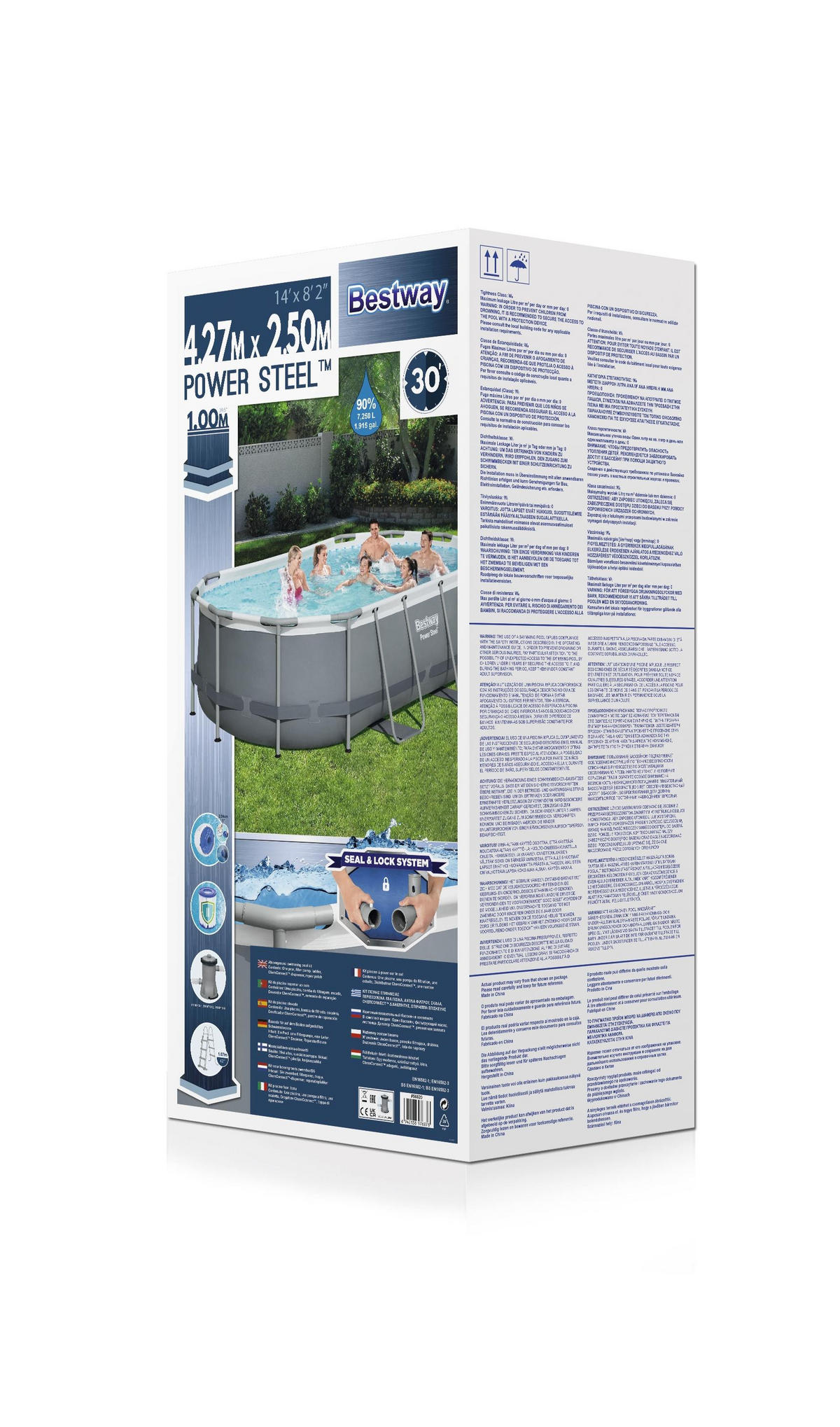 BAZÉN 424/250/100 cm - šedá/bílá, Konvenční, kov/plast (424/250/100cm) - Bestway