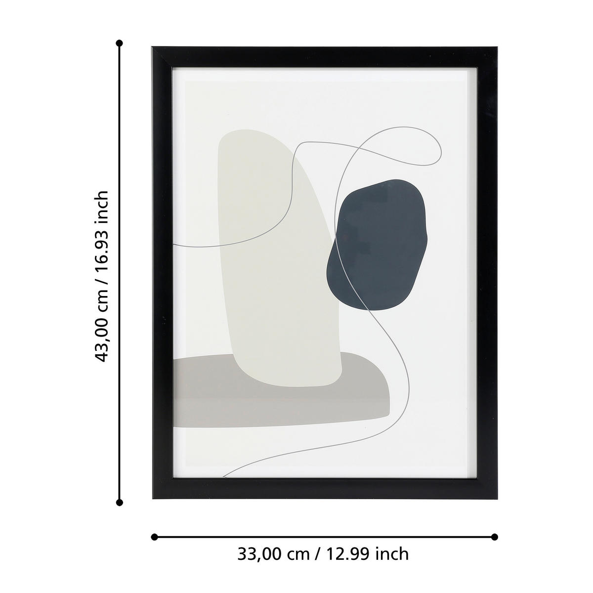 DRUCKGRAFIK Abstraktes Creme, Schwarz, Taupe  - Taupe/Creme, Trend, Glas/Papier (33/1,6/43cm) - Eglo