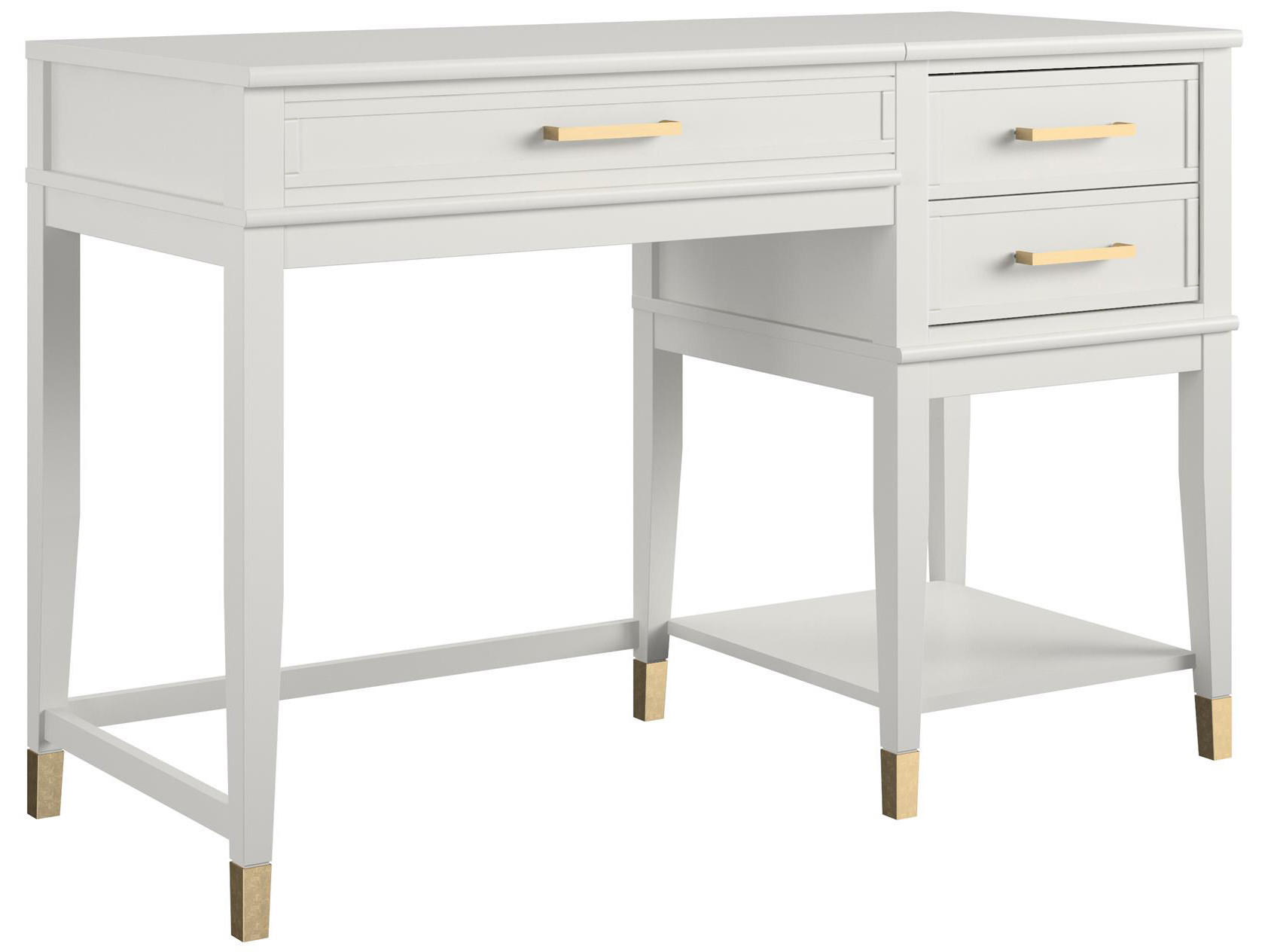 SCHREIBTISCH 115/77/49 cm  in Weiß  - Goldfarben/Weiß, Design, Holzwerkstoff/Metall (115/77/49cm) - MID.YOU