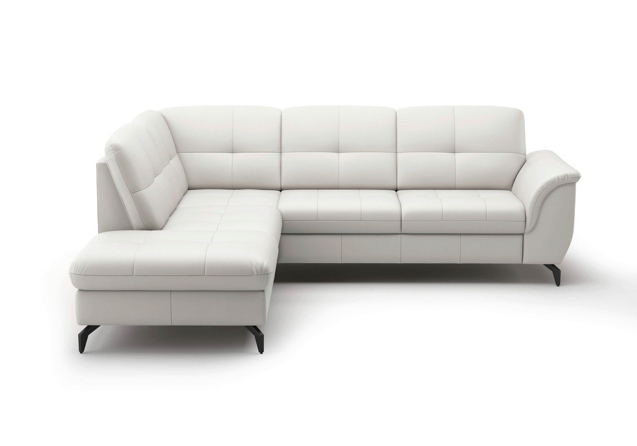 ECKSOFA in Vliesstoff Kombination Echtleder/Stoff Weiß  212/244 cm  - Schwarz/Weiß, MODERN, Leder/Textil (212/244cm) - Sit & More
