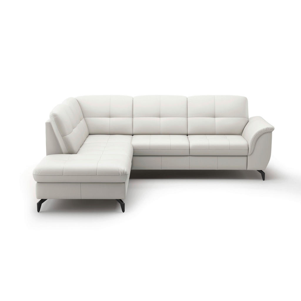 Thumbnail - Sit & More Ecksofa Zora E, Weiß, Leder, Echtleder, Nappaleder, 5,5-Sitzer, Ottomane links, L-Form, 244x212 cm, Goldenes ...