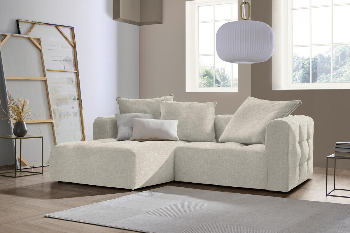 ECKSOFA MOSSO Beige Flachgewebe  - Beige/Schwarz, MODERN, Kunststoff/Textil (173/240cm) - Stylife