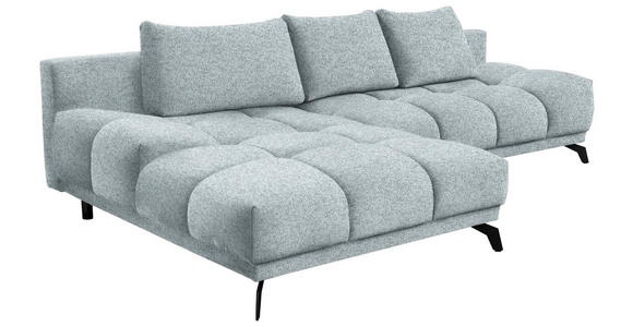 ECKSOFA in Chenille Türkis  - Türkis/Schwarz, MODERN, Textil/Metall (182/290cm) - Hom`in