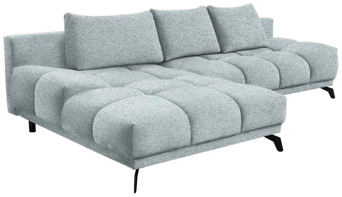 ECKSOFA Türkis Chenille  - Türkis/Schwarz, MODERN, Textil/Metall (182/290cm) - Hom`in