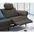 3-SITZER-SOFA in Leder Mokka  - Schwarz/Mokka, Design, Leder/Metall (190/84/99cm) - Dieter Knoll
