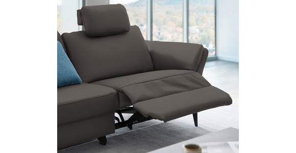 3-SITZER-SOFA in Leder Mokka  - Schwarz/Mokka, Design, Leder/Metall (190/84/99cm) - Dieter Knoll