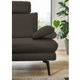 ECKSOFA in Echtleder Graubraun  180/310 cm  - Graubraun/Schwarz, Design, Leder/Metall (180/310cm) - Dieter Knoll